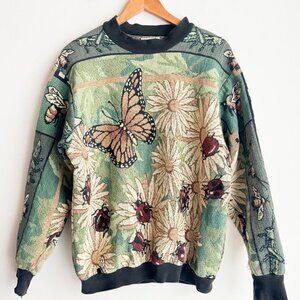 Sugar Street Weavers Tapestry Floral Ladybug Print Pullover M/L